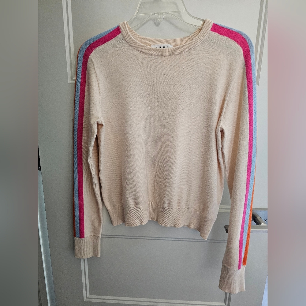 THML Cream Sweater with Pink and Blue Stripes